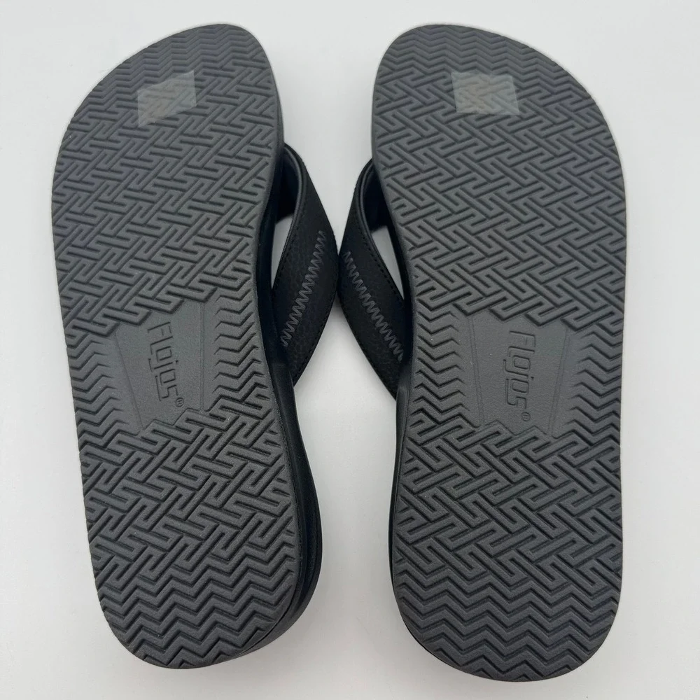 Flojos Men's Black Flip Flop Sandals Size 12 Comfort Beach‎ Casual Thong Slip On
